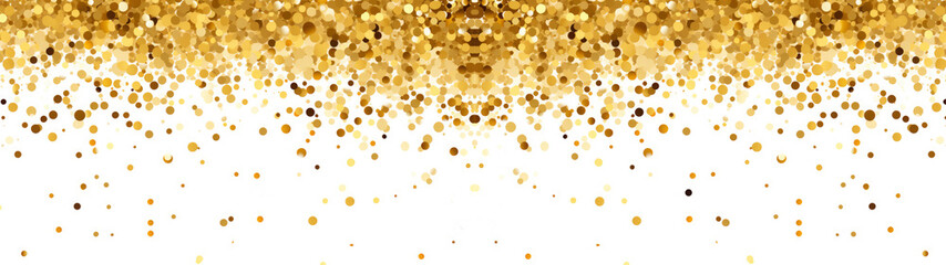 Confetti golden, brown fallen down on isolated white background banner texture