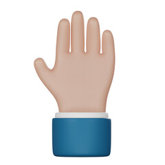 Cartoon character hand showing the five fingers isolated on a white background. Hand counting number 5. 3D illustration.