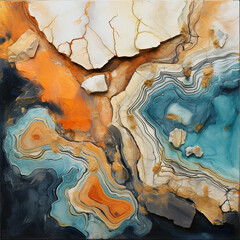 abstract oil painting with geological elements created with Generative Ai