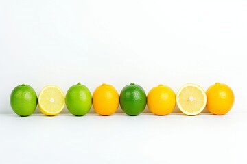 Set of colorful citrus fruit isolated on white background.