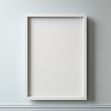 a realistic blank photo frame hanging on a wall created with Generative Ai