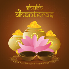 Happy Dhanteras Festival of Dhan Laxmi Traditional festival Hand drawn illustration creative design, card