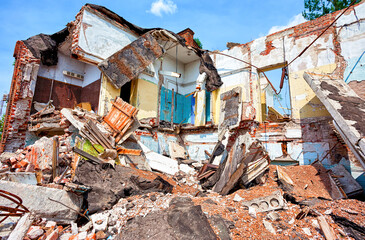 Destroyed building, can be used as demolition, earthquake, terrorist attack, after bombardment,...