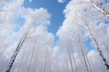 frozen winter landscape. trees covered in snow
