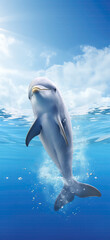 Fototapeta premium Happy Dolphin In Sea Photorealistic