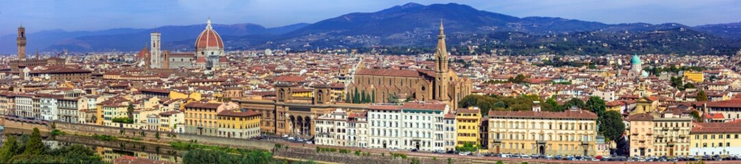 Fototapeta na wymiar Italy, great landmarks and towns - city of art and culture- Florence, panoramic view of city center and Duomo cathedral