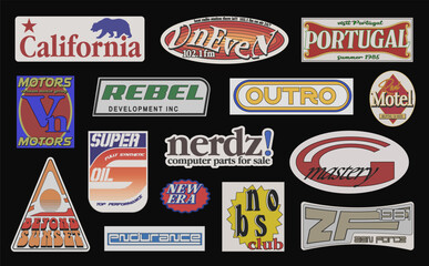 Fake retro decal and signs collection vector
