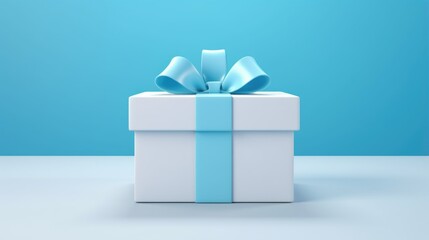 beautiful gift box with a blue bow for the holiday