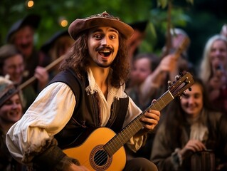Bard’s Song in a Historical Reenactment: Perfect for Theater Promotions, History Projects, and Music-themed Designs