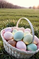 Colorful Easter Eggs in a basket