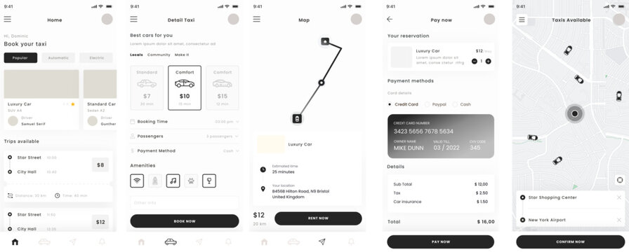 Taxi Booking, Driver and Transport Services, Ride Sharing and Ride Driver Mobile App Ui Kit Template