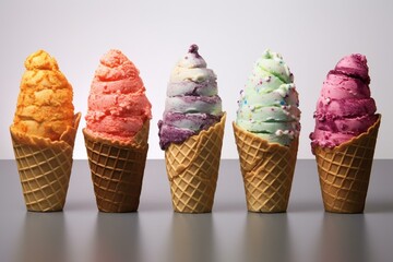 vibrant cone with multiple flavors. Generative AI