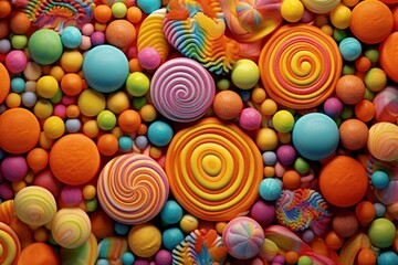 Fototapeta na wymiar Vibrant candies create a lively background. Generative AI