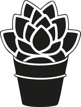 Succulent flower plant cactus vector simple silhouette in a pot