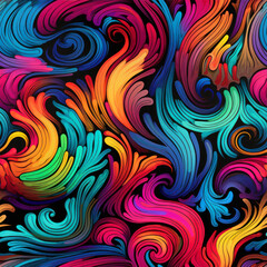 Obraz premium Psychedelic patterns. Seamless abstract hand-drawn waves pattern, wavy background.
