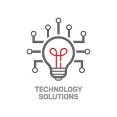 Technology solutions icon with lightbulb sign. Creative solution bulb vector symbol. EPS 10