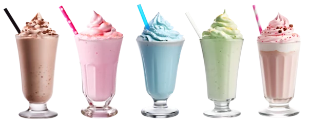 Foto op Canvas Milkshake Smoothie in cup on transparent background cutout, PNG file. Many assorted different flavour Mockup template for artwork design © Sandra Chia