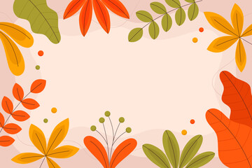 Hand Drawn Abstract Nature Shapes Background with Autumn Season Color Tone