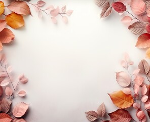Generative AI. Desktop background with autumn leaves