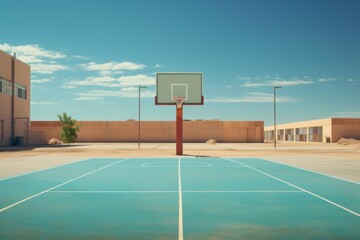 Inviting Basketball court outdoor sunny. Score street. Generate Ai