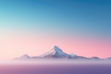 Minimalist Backdrop Featuring Solitary Mountain Peak Against Captivating Gradient Sky