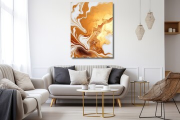 A Living Room Filled With Furniture And A Painting On The Wall