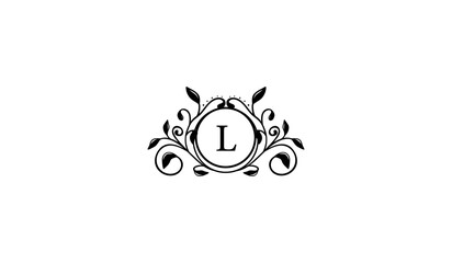 abstract Black flower logo L