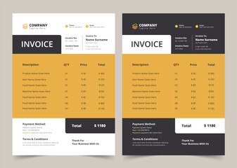 Minimal Yellow Invoice Template Vector Design