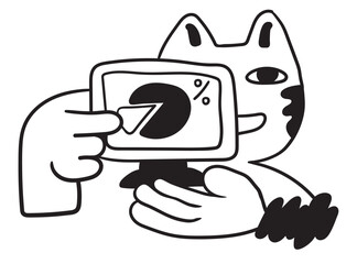 cat in vector.business icon in doodle style. linear illustration of man cat. Template for logo sticker poster icon app website. A series of furry cats on the topic of business and life.