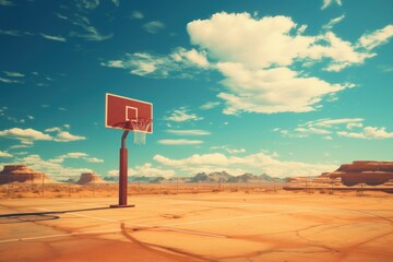 Recreational Basketball court outdoor sunny. Score street. Generate Ai