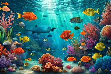Fototapeta na wymiar coral reef and fishes