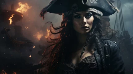 Fotobehang female pirate © Aliaksei