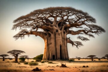 tree in the serengeti - obrazy, fototapety, plakaty