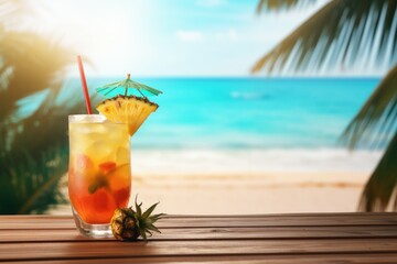 Aesthetically pleasing Beach cocktail mockup. Party fresh. Generate Ai