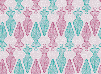 Pagan woman trypillia culture endless pattern. Colorful trypillia culture folkloric