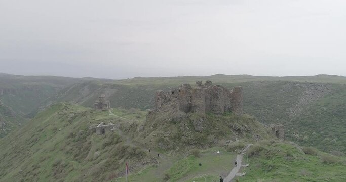 Drone footage over the fortress of Amberd, and Vahramashen Church in Aragatsotn, Armenia