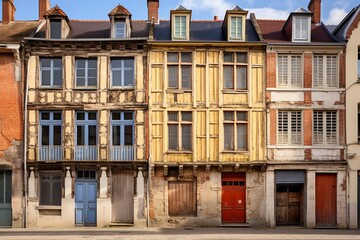 Fototapeta na wymiar Old house fronts in Amiens, Hauts-de-France, northern France. Generative AI
