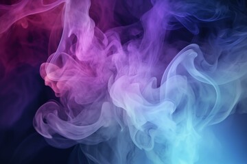 Abstract smoke background with purple and blue hues, featuring textured colored clouds and gradients. Generative AI