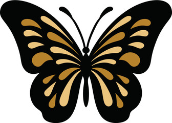 Monarch butterfly silhouette vector icon. Beautiful insect logo black and orange