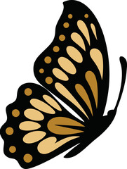 Monarch butterfly silhouette vector icon. Beautiful insect logo black and orange