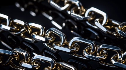 Glistening Links: Close-Up of Shiny Big Chains