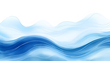 A blue  water ocean  wave, with transitions. Watercolor lines, banner.