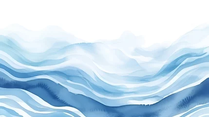 Foto op Canvas A blue  water ocean  wave, with transitions. Watercolor lines, banner. © Tanuha