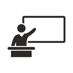 Presentation icon. Teaching, training. Education. Vector icon isolated on white background.