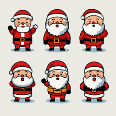 Set cute santa claus vector illustration character isolated background 1