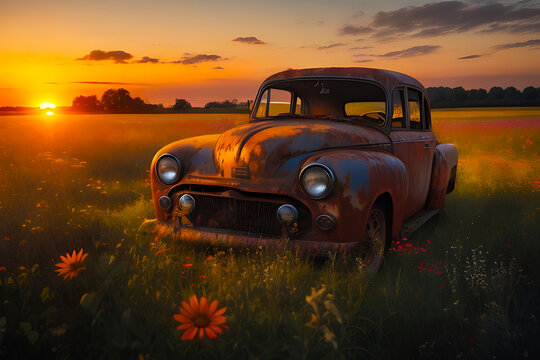 old car in the field
