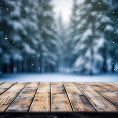 Winter Christmas scenic landscape with copy space