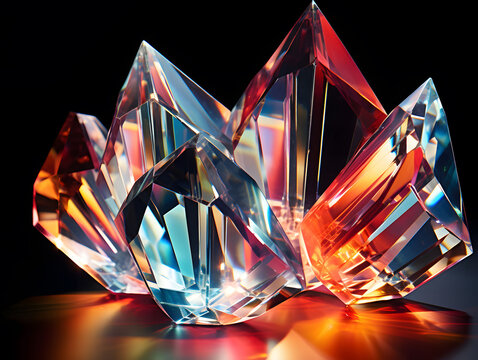 Crystalline forms refract vibrant prisms in kaleidoscopic abstract