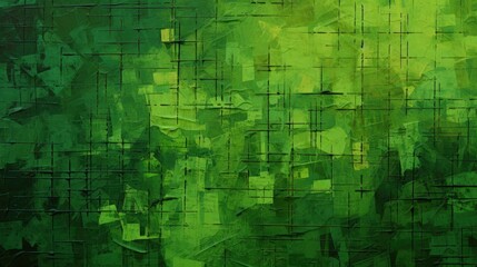 Abstract green grunge background with textured oil or acrylic brush strokes