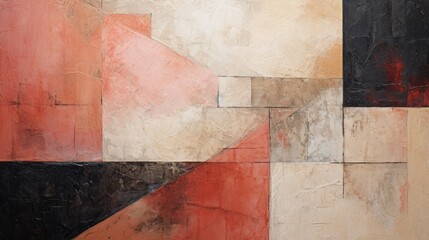Abstract colorful grunge background with textured oil or acrylic brush strokes and geometric shapes